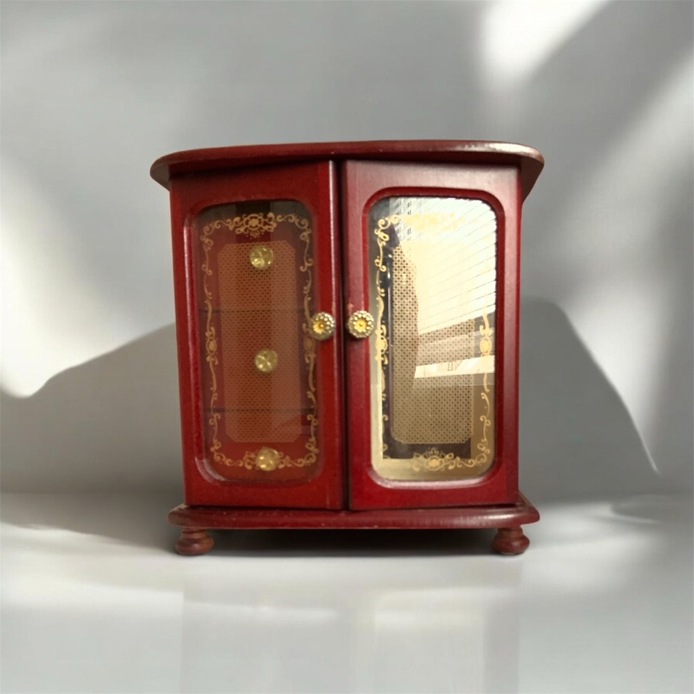 Vintage-Inspired Red Jewelry Cabinet
